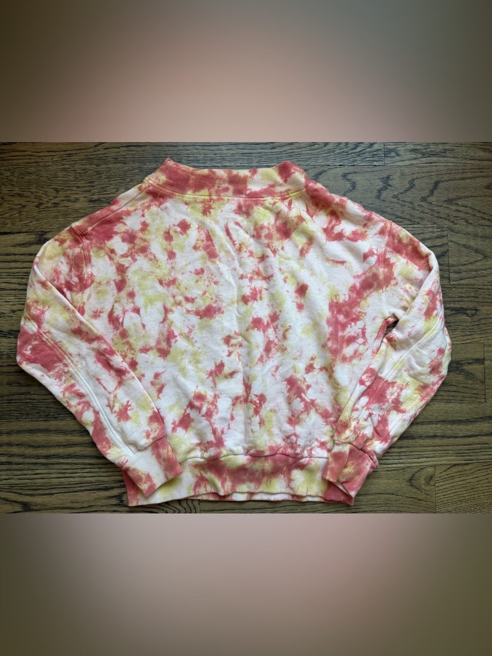 Pilcro by Anthropologie Coral Pink & Yellow Tie-Dye Crewneck Sweatshirt